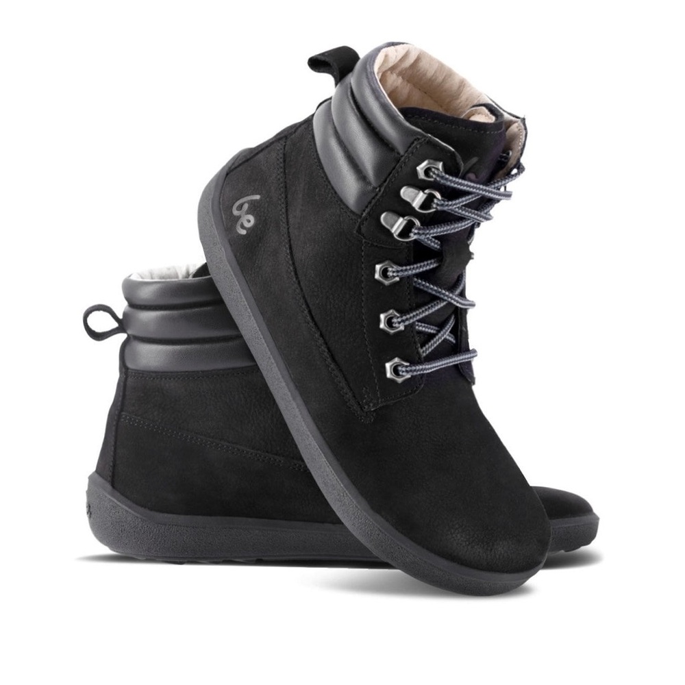 Black High-Top Boots with Lace-Up Design